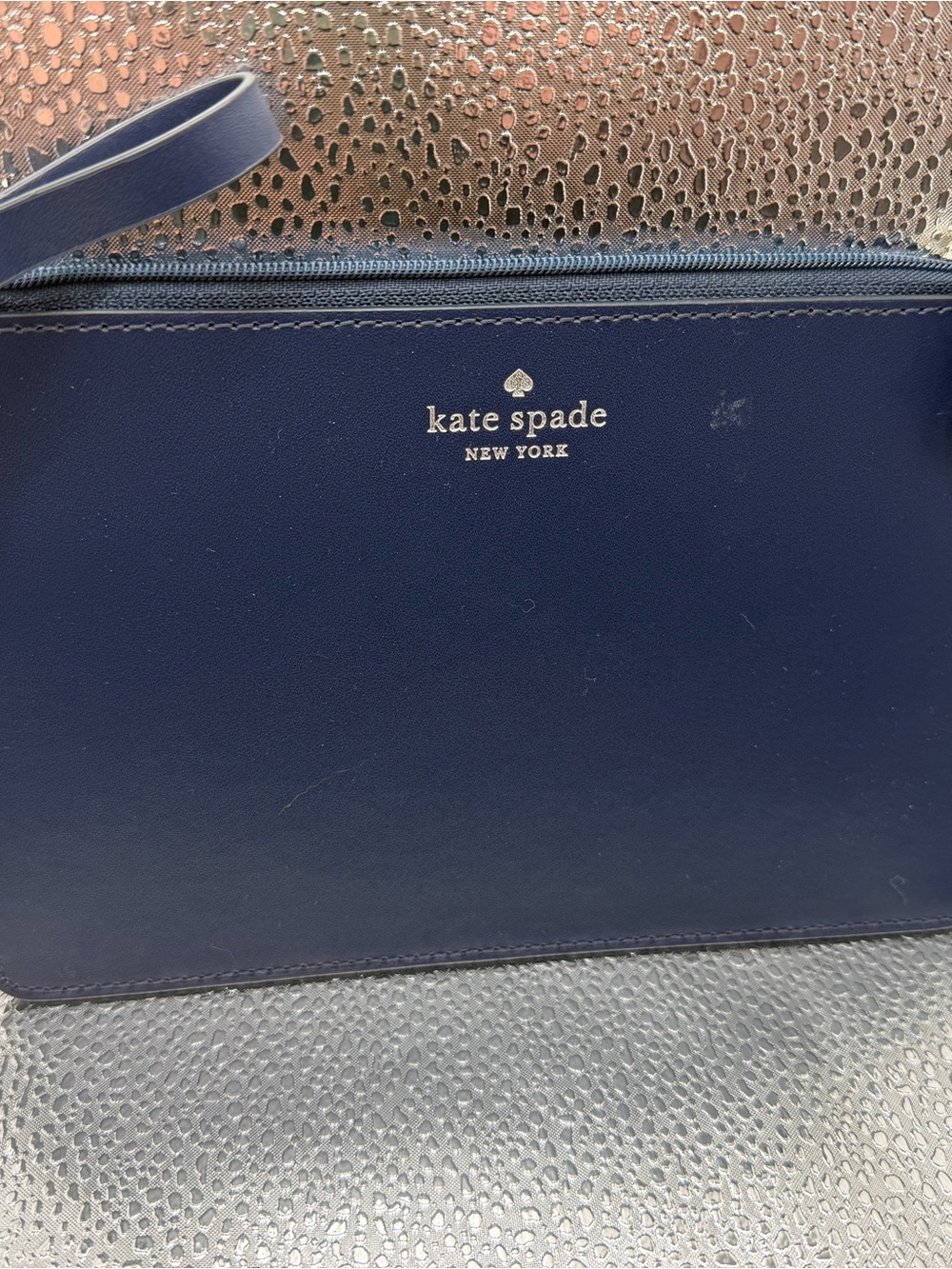 kate spade Navy Leather Wristlet Crossbody